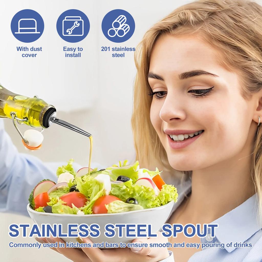 24Pcs Liquor Bottle Pourer Stainless Steel Wine Bottle Pourer with Dust Cover Wine Dispenser Precise Flow Control Wine Pouring