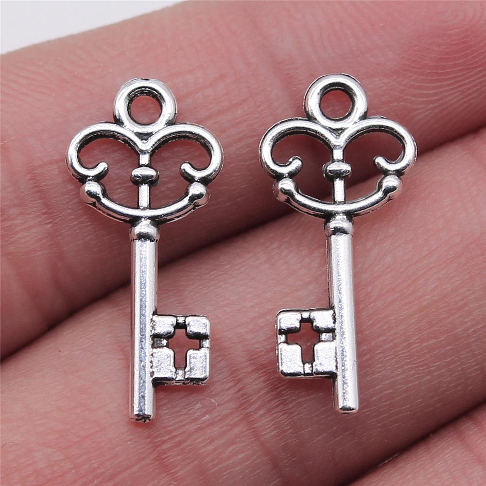 20pcs Key Charms Pendant Antique Silver Color Vintage Key Charm Pendants Jewelry Accessories DIY Retro Key Charms