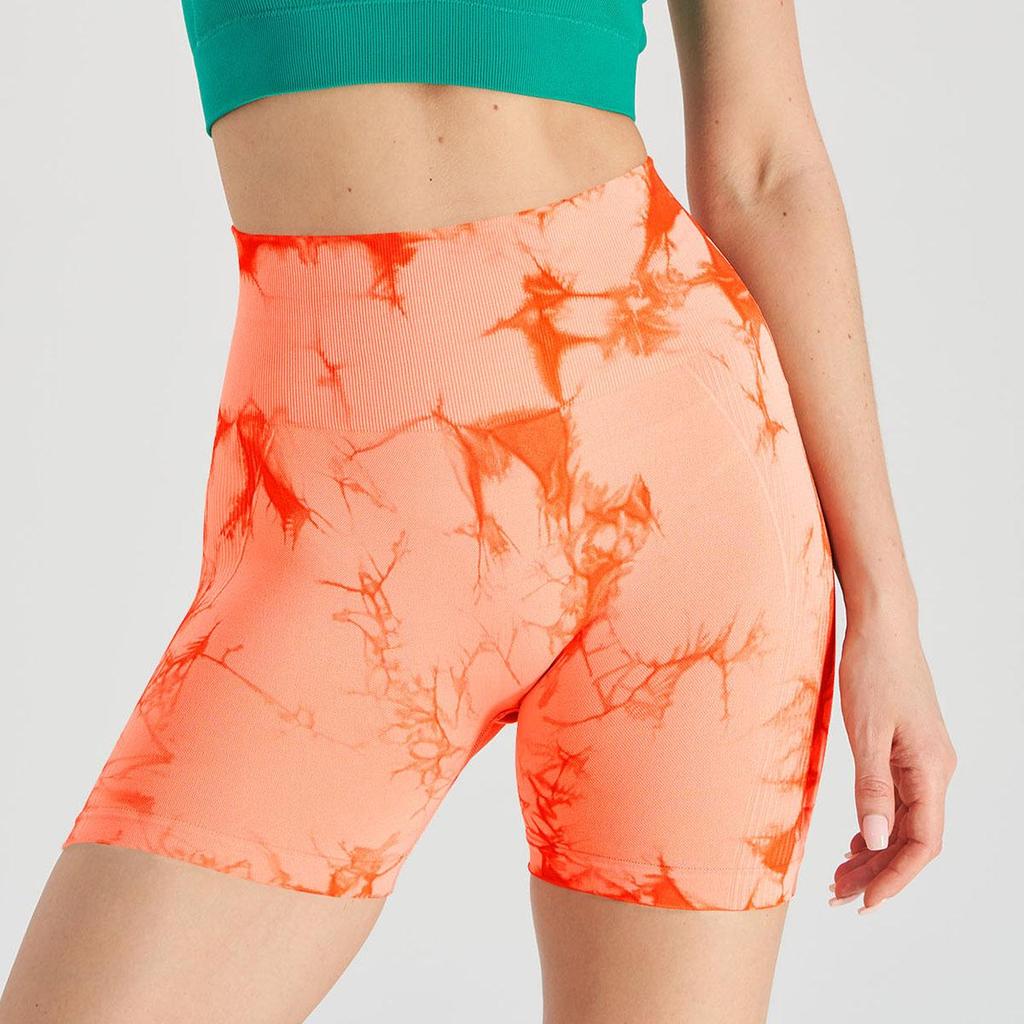 High Waist Tie-Dye Yoga Shorts for Women - Tummy Control & Butt Lift, Sports Fitness Style