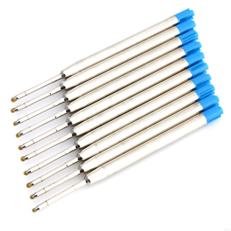 10pcs Universal Standard Style Blue Ink 1MM Medium Nib Ball Point Pen Refills