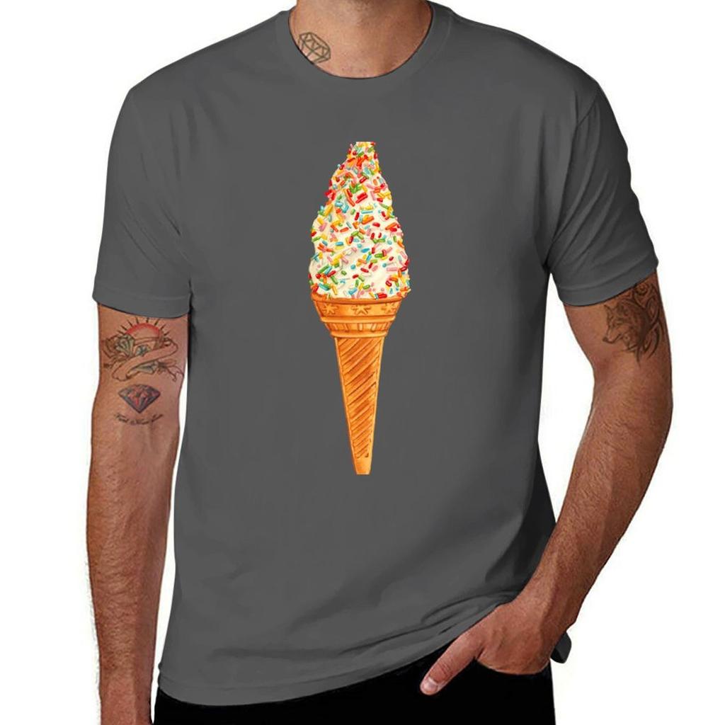 Sprinkle Ice Cream Pattern Black Tshirt Thanksgiving Casual Tee Tshirt
