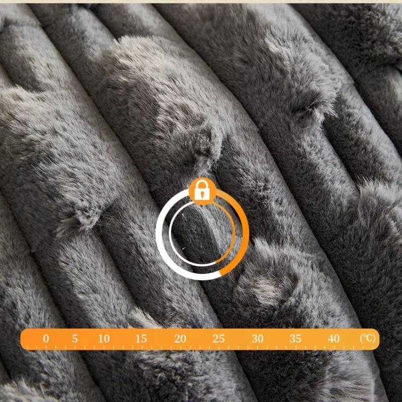 Grey Artificial Rabbit Plush Sofa Cover Thick Warm Non-slip  Soft Tower Winter  Slipcover Cushion Throw Pillowcase Living Room