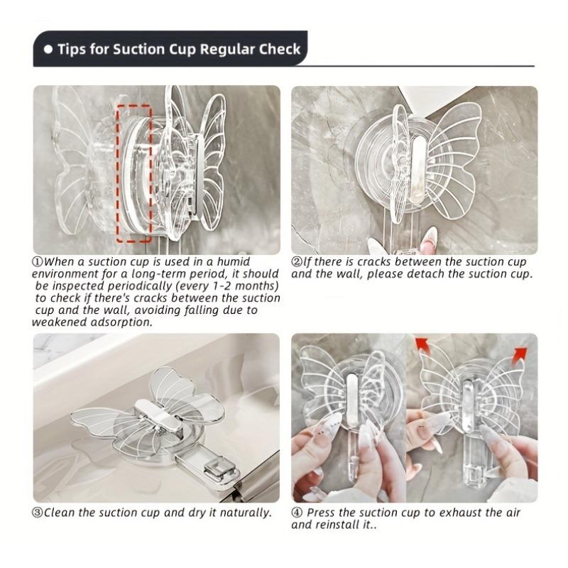 [Adjustable Gray Shower Head Holder] Adjustable Shower Head Bracket with Butterfly Design, Wall-mounted Shower Holder, Bathroom Storage Organizer