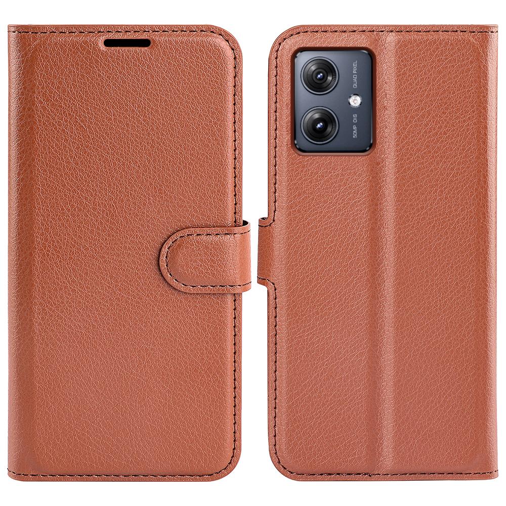 

For Motorola Moto G54 5G Case Anti-Scratch Wallet Phone Shell Litchi Texture Stand Leather Cover Brown