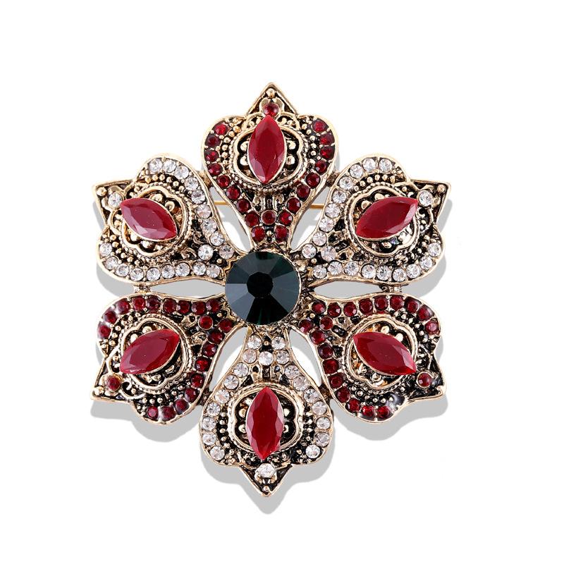 Baroque Style Vintage Women Men Crystal Brooch Retro Badges Lapel Pin Party Corsage Jewelry Accessories