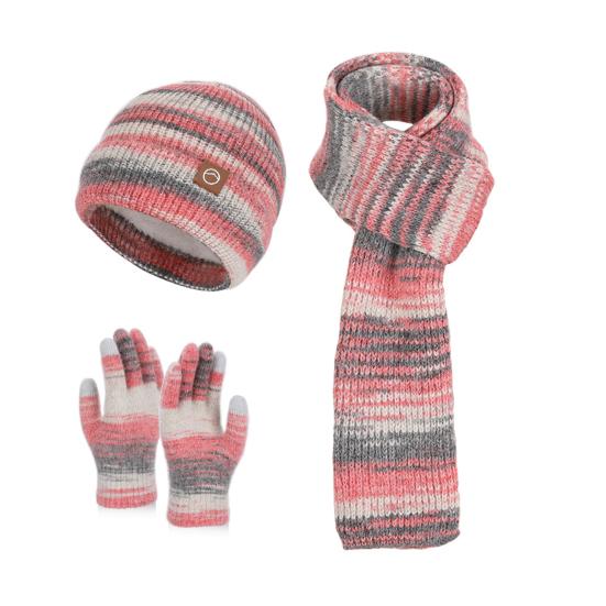 3Pcs/Set Women Winter Hat Scarf Gloves Set Thickened Velvet Lining