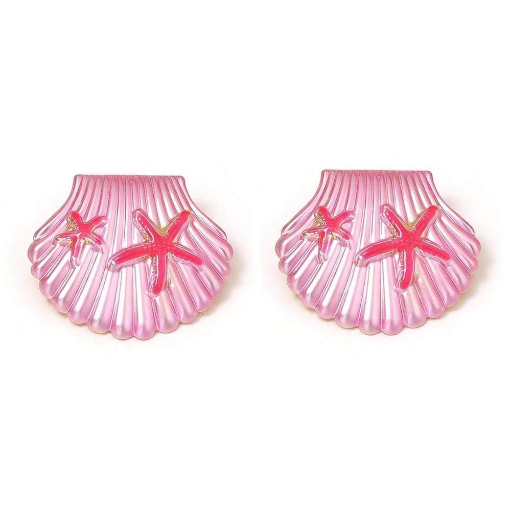 Stainless Steel Shell Earrings Studs Chic Starfish Earrings Trendy Ocean Style Ear Studs Holiday