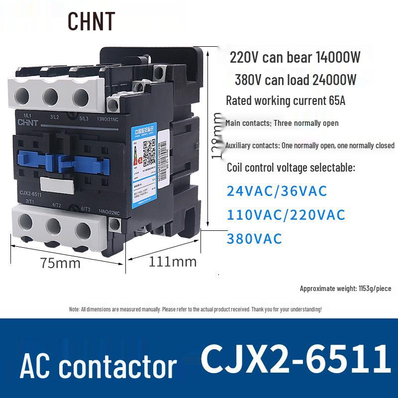 Chint AC Contactor CJX2 Series 65A, 220V/380V, 09-40A Range
