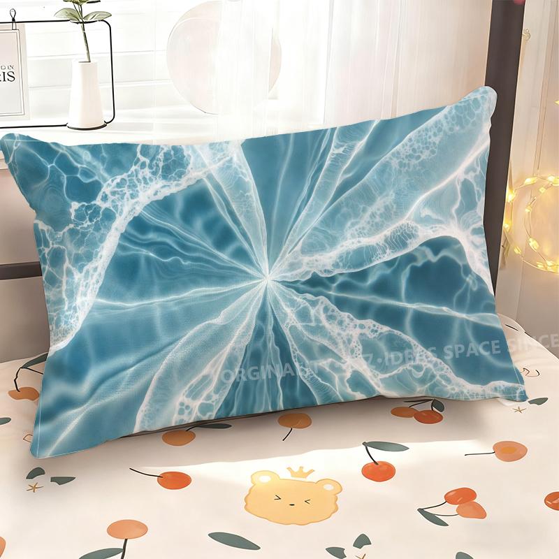 Blue Ocean Wave Pattern Pillowcase Suitable For Sofa Bedroom Car Pillow Cover Cushion Rectangular Back Cushion