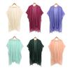 Women Shawl Soft Breathable Solid Color Shawl with Tassel Hem Sun Protection Cardigan Beach Versatile All-Season Wear