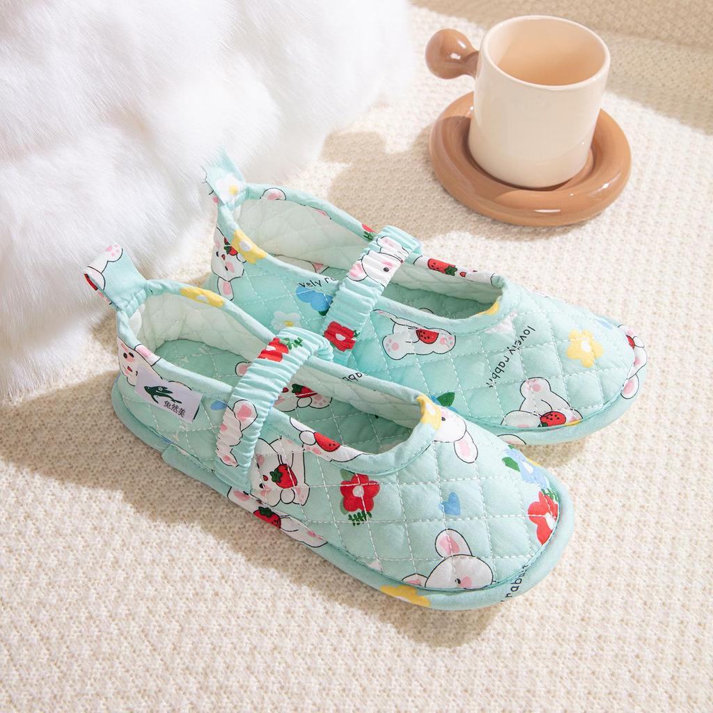 Maternity Non-Slip Breathable Cotton Slippers: Soft, Closed Heel, Thin Style for Home and Wood Floors.