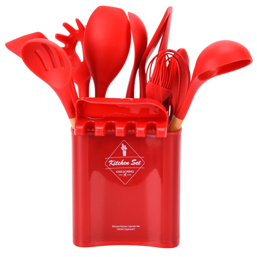 13Pcs Silicone Cooking Utensils Set Non Stick Spatula Shovel Wooden Handle Cooking Tools Set