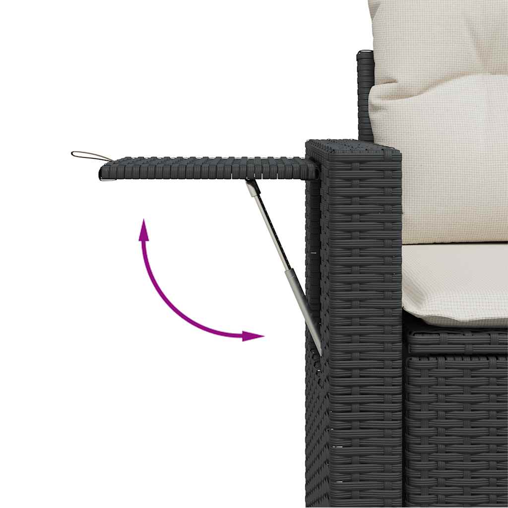 6 Piece Outdoor Sofa Set with Cushions Black Poly Rattan