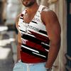 Men's Graffiti Striped Print Vest Classic Fashion Basketball Vest Summer Fitness Sports Breathable T-Shirt