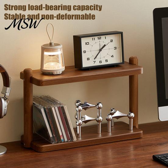 Efficient Storage Solution for Home 2-Tier Desktop Rack, Wooden Vertical Space Saving Organizer, Strong Layered Tool Organizer Table Load-Bearing