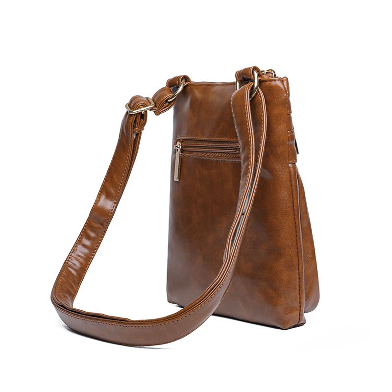 Women's Retro PU Leather Mobile Phone Bag Fashionable Soft Crossbody Bag for Summer