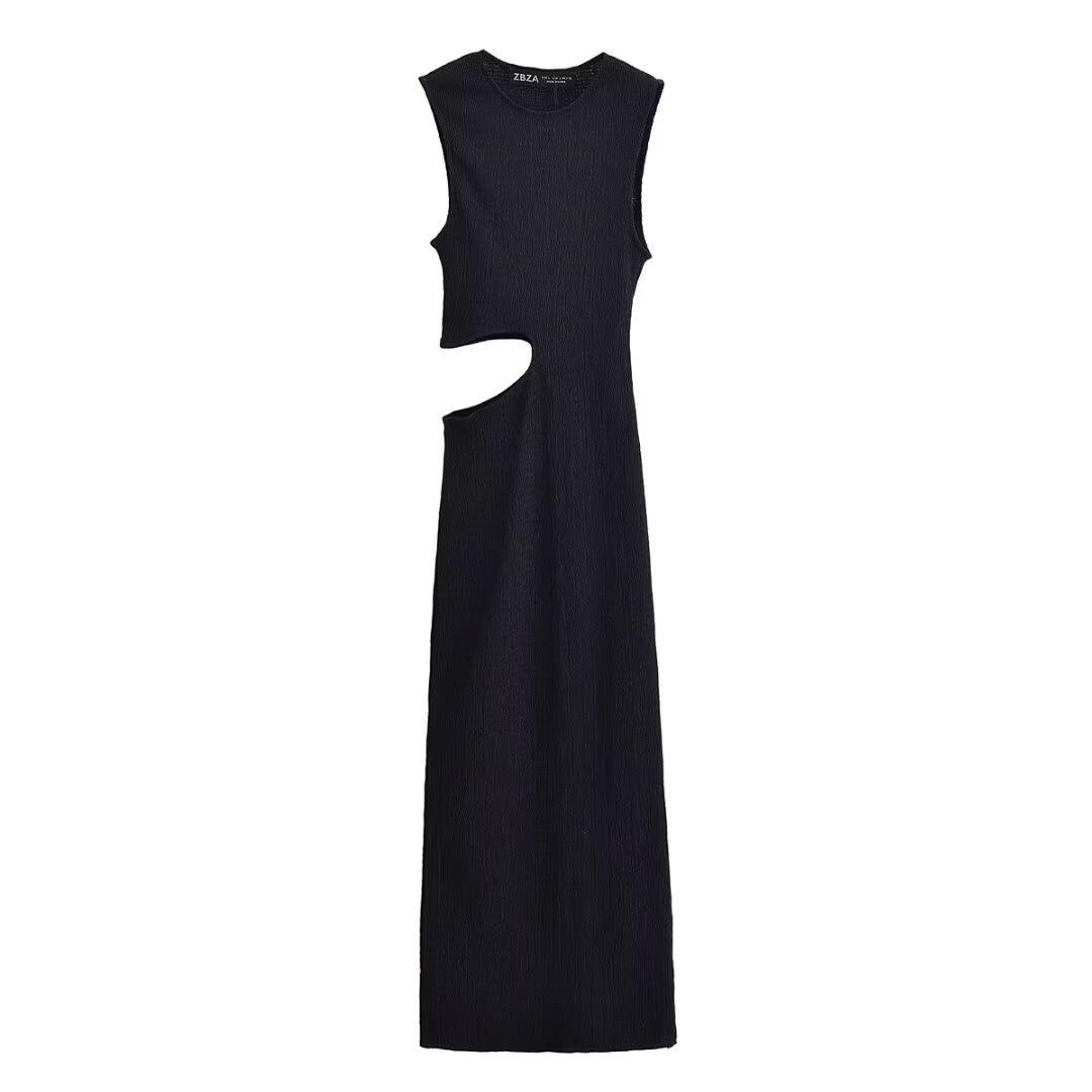 

2025 Весна Женское Европейский и Американский Стиль Эластичный Открытый Дизайн Длинное Платье Medium чёрный