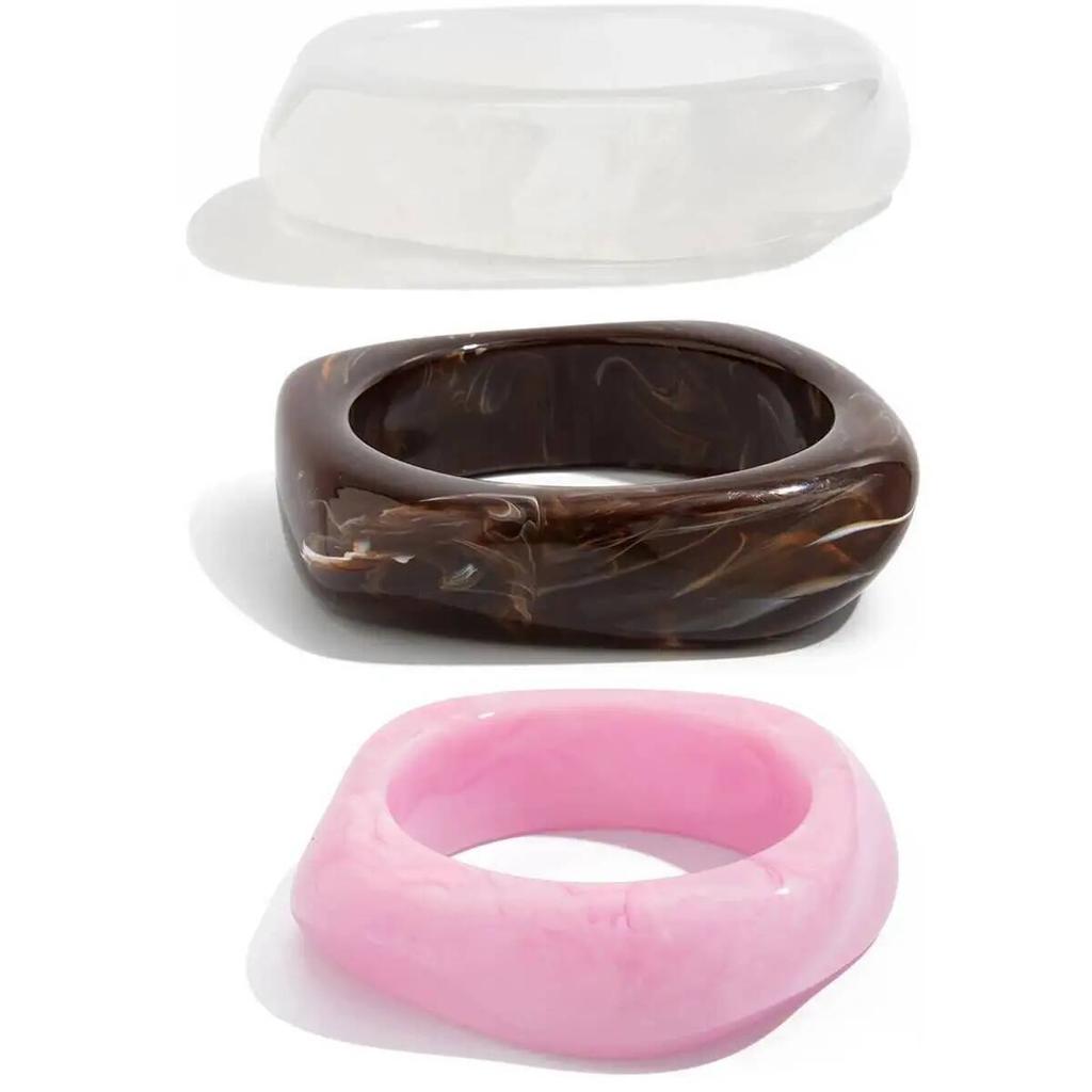 Ingemark Y2K Kpop Irregular Resin Acrylic Bangles for Women New Trend Boho Geometric Charm Wide Bracelets Pulseras Jewelry Gift