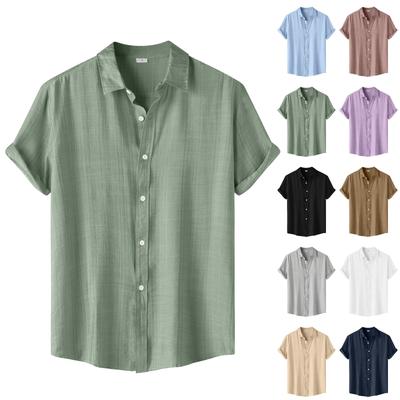 Men's Casual Solid Color Short Sleeve Single Breasted Lapel Shirt