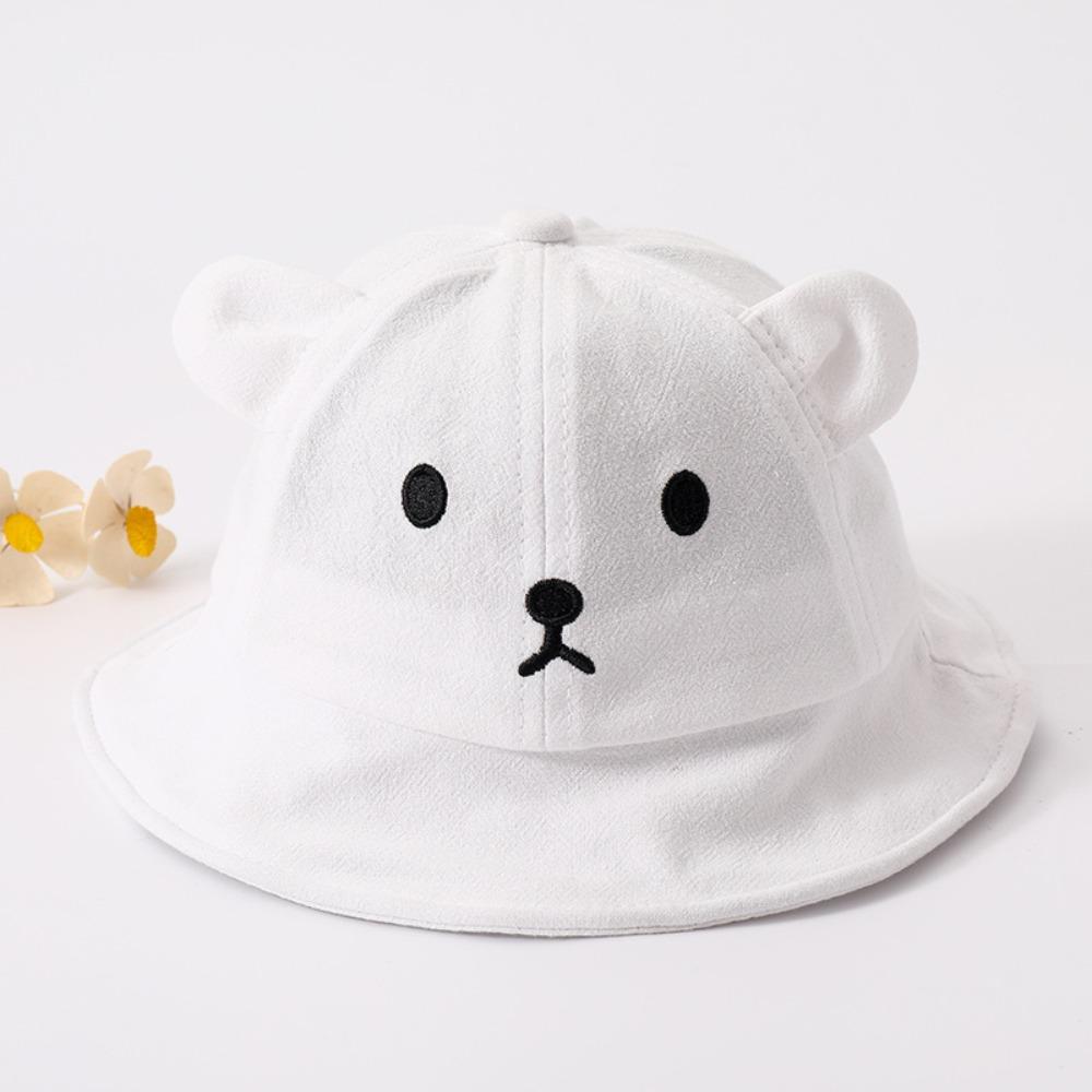 Solid Color Baby Bucket Hat Cotton Boys Girls Sunhat Cute Baby Bear Hat  Toddler