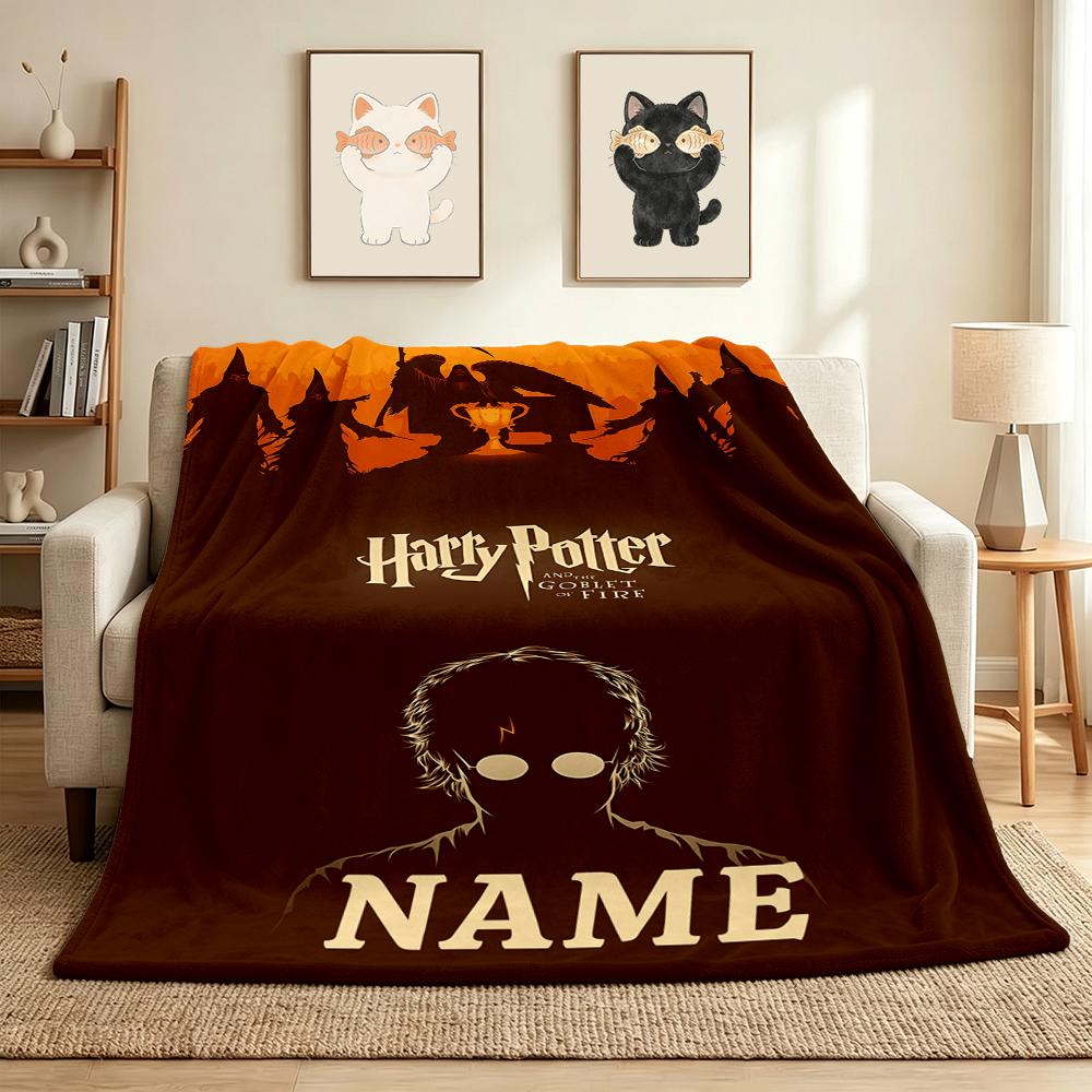 Custom Name Wizard World Flannel Blanket Throw Blanket Soft Warm Sofa Bed home Decor Unique Gift
