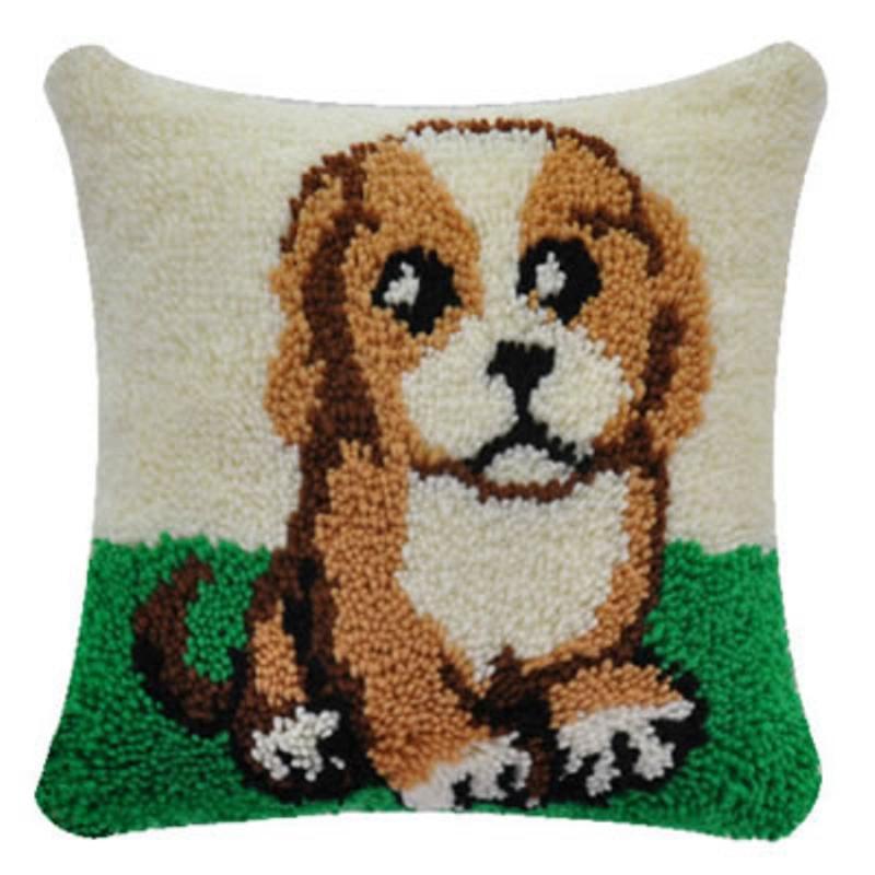 Cartoon Embroidery Latch Hook Knitted Embroidered Pillow Knooppakket Cute Animal Latch Hook Rug Kits Smyrna Package Carpet DIY