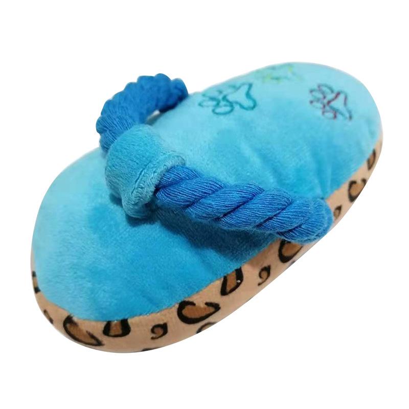 Leopard Print Slipper Plush Rope Dog Chew Toy with Squeaker – Interactive Puppy Teeth Cleaning Toy синий