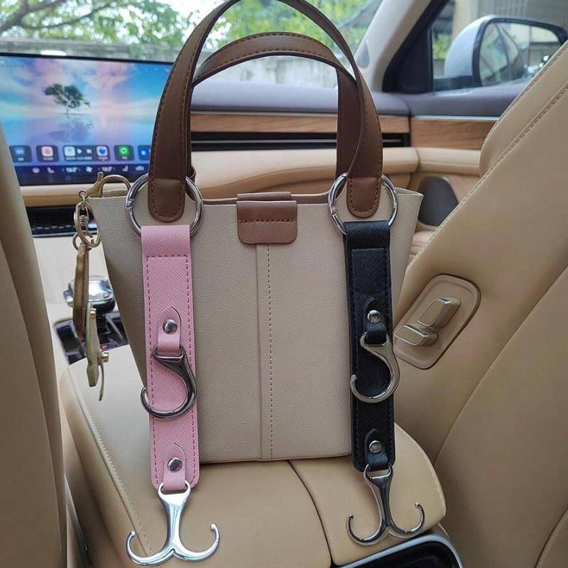 Car Hook for Headrest, Car Seats Back Storage Hook for Headrest, Headrest Leather Hook for Purses and Bags