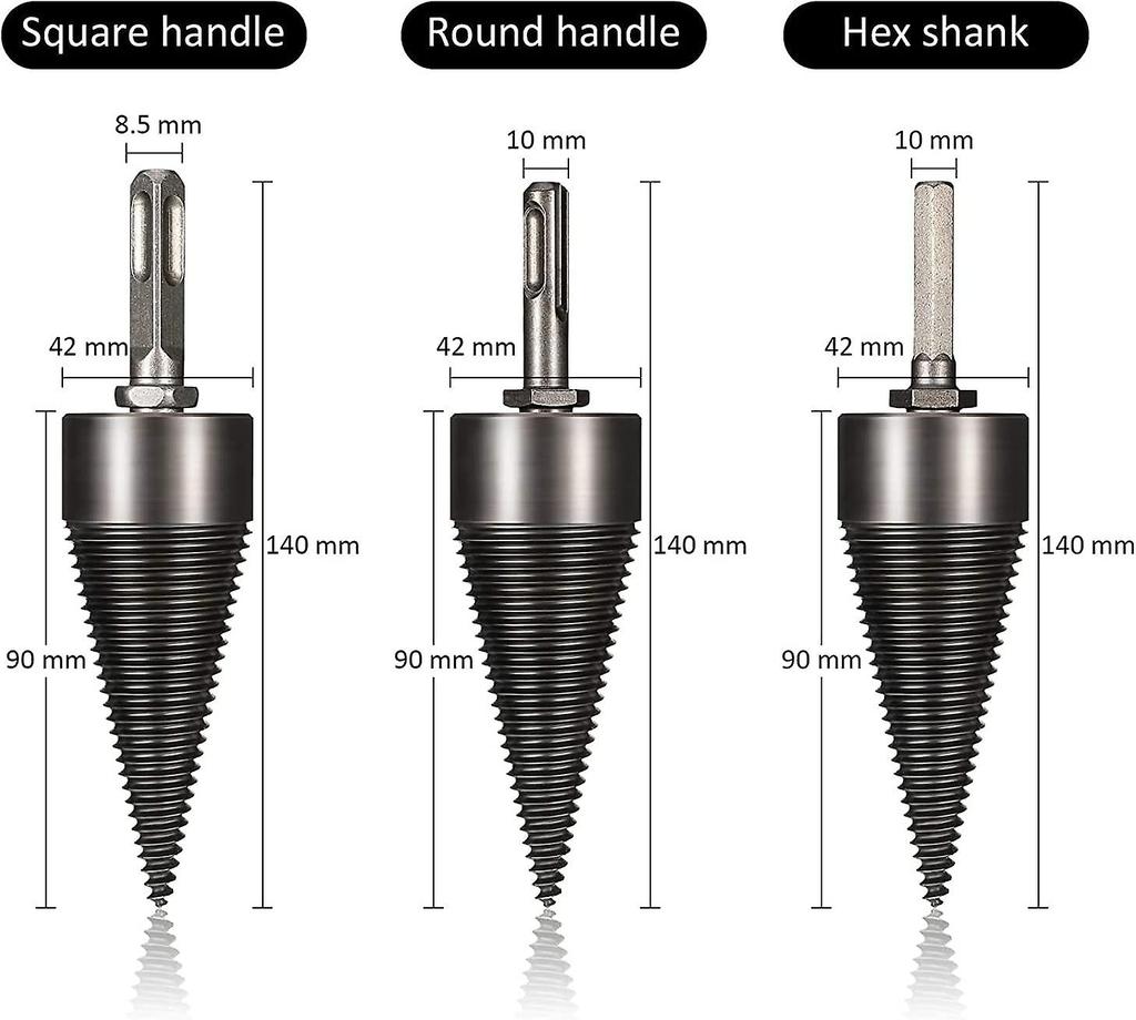 4PCS Firewood Log Splitter Drill Bit, Removable Cones Kindling Wood Splitting Log Bits,Household Electric drill-42mm NIUNIU