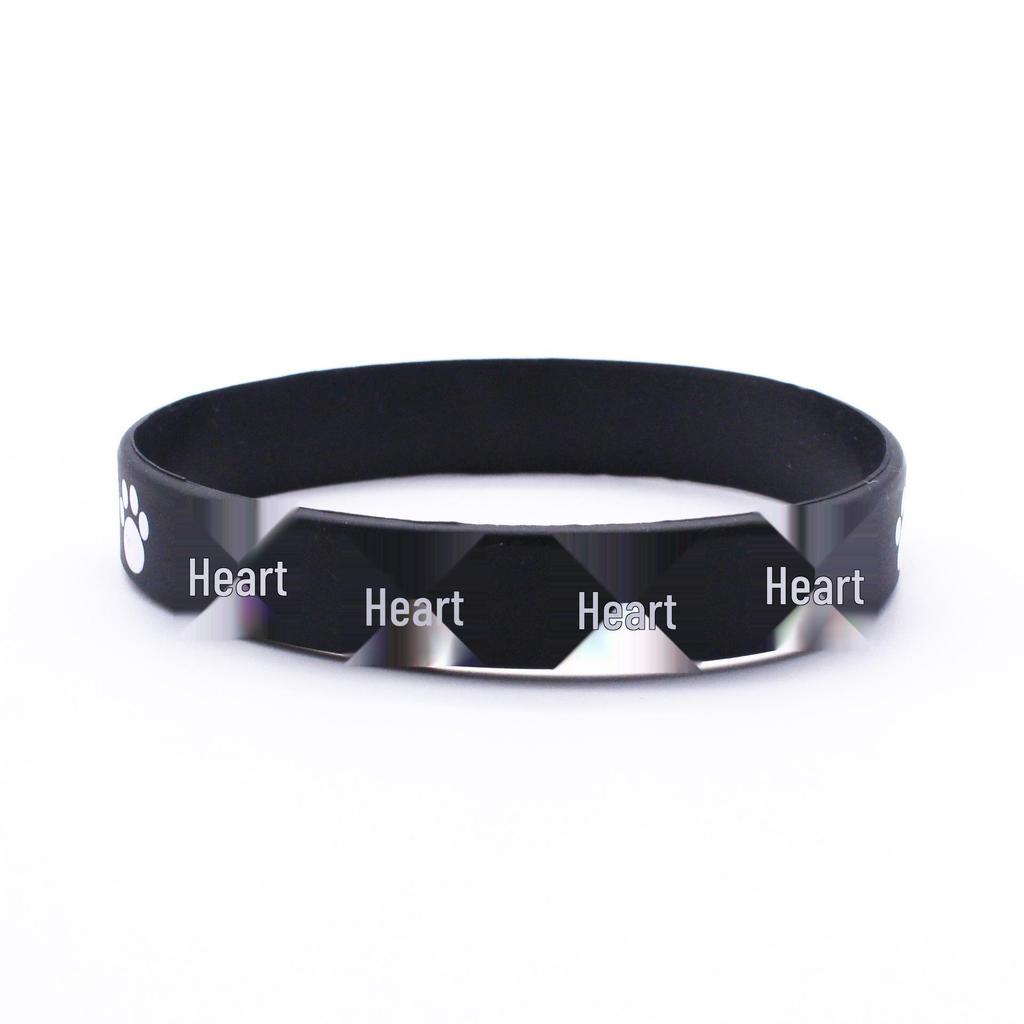 Black & White Silicone Cat Paw & Footprint Festival Bracelet
