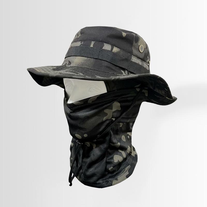 2Pcs/Set Wide-brimmed Hat Balaclava Mixed Set Men Sunscreen Boonie Cap Outdoors Hiking Camping Sun Hat Fisherman Hat