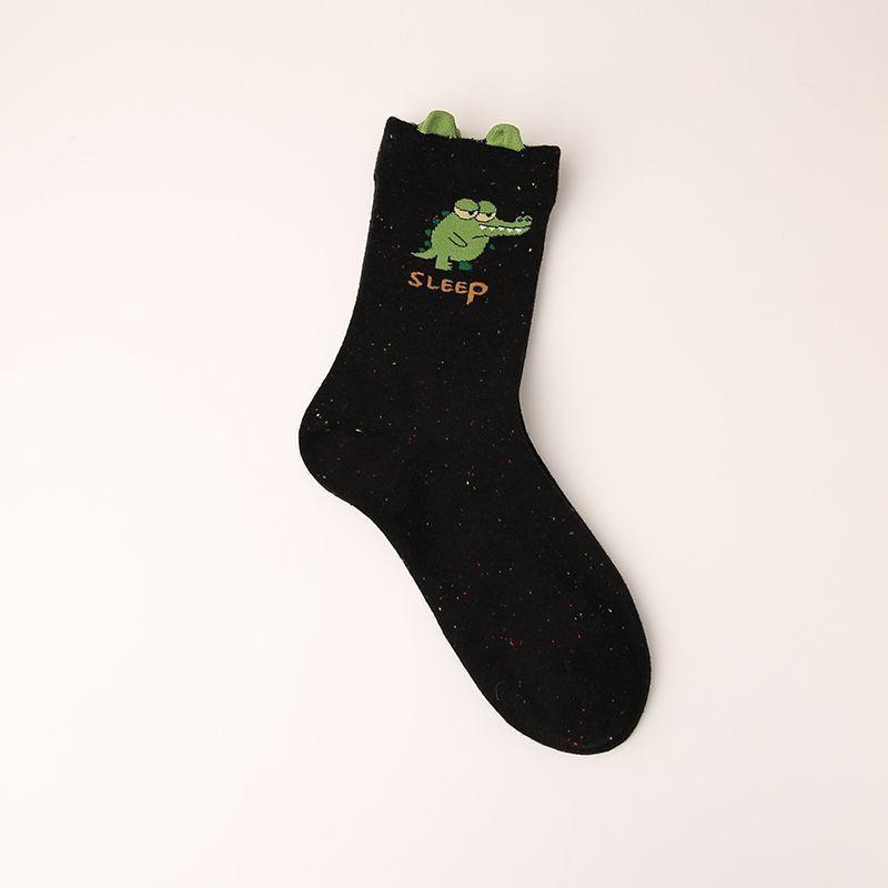 

Женские носки с собаками, весна и лето, универсальные и милые носки до середины икры AB, мультяшные длинные носки в вертикальную полоску 1 pair