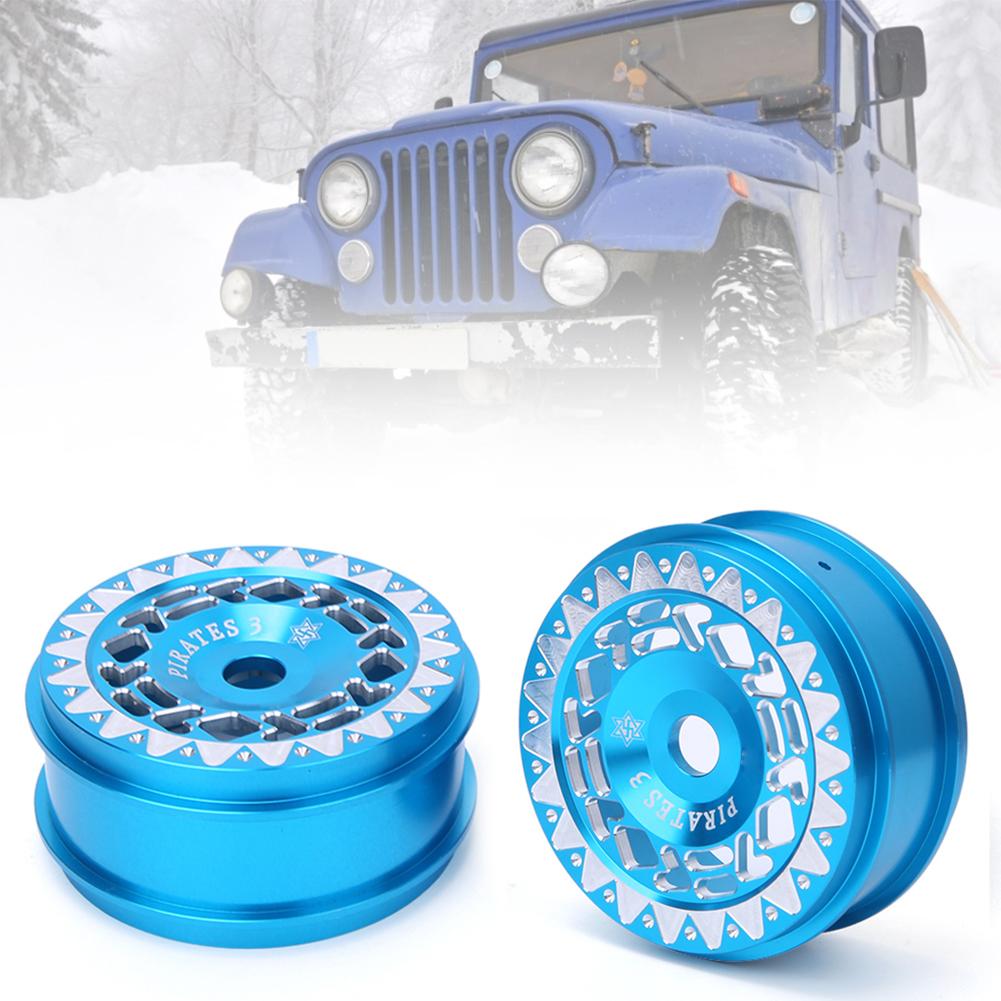 2Pcs Aluminium Alloy RC Car Wheel Hubs with Triangular Trim Fit for 1 8 Drifting CarBlue