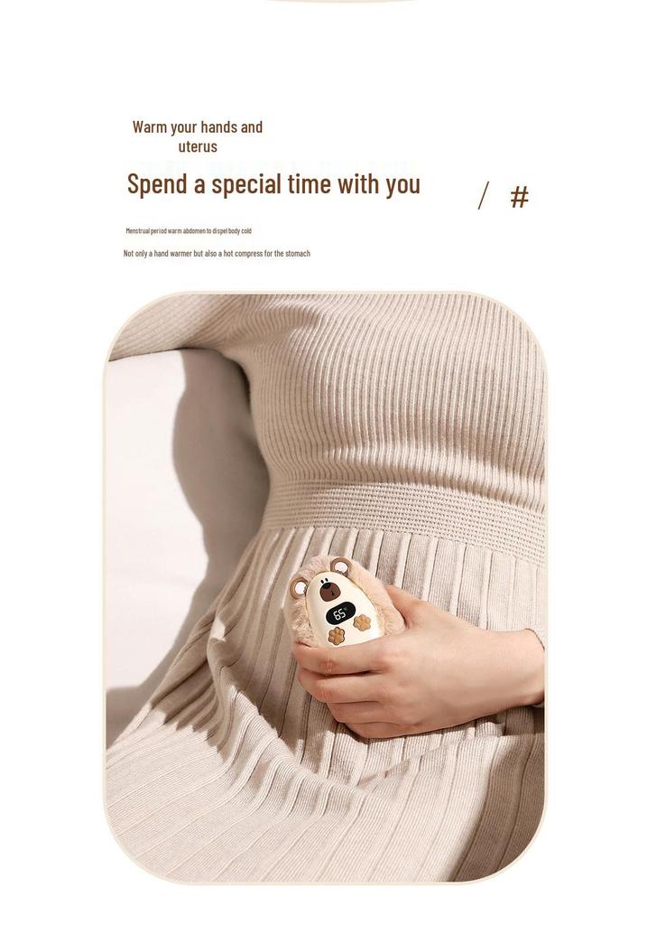 Xin Bai Lu USB Digital Display Plush Hand Warmer - Portable Small Electric Heater for Girls