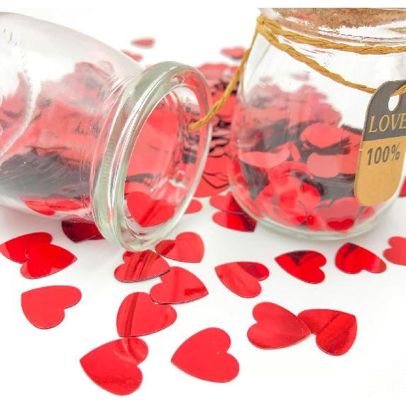 Heart Confetti Red Valentine's Day Table Confetti Metallic Foil for Party Wedding Happy Birthday Baby Showe Bridal Shower Festival Theme Party