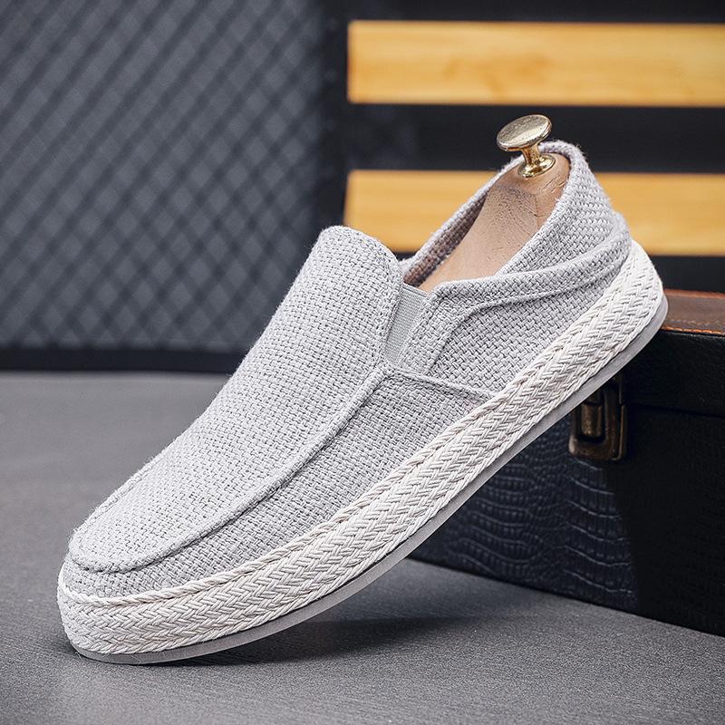 Linen cloth shoes men's old Beijing men's lazy people pedal casual canvas shoes men can step on heel men's shoes in summer