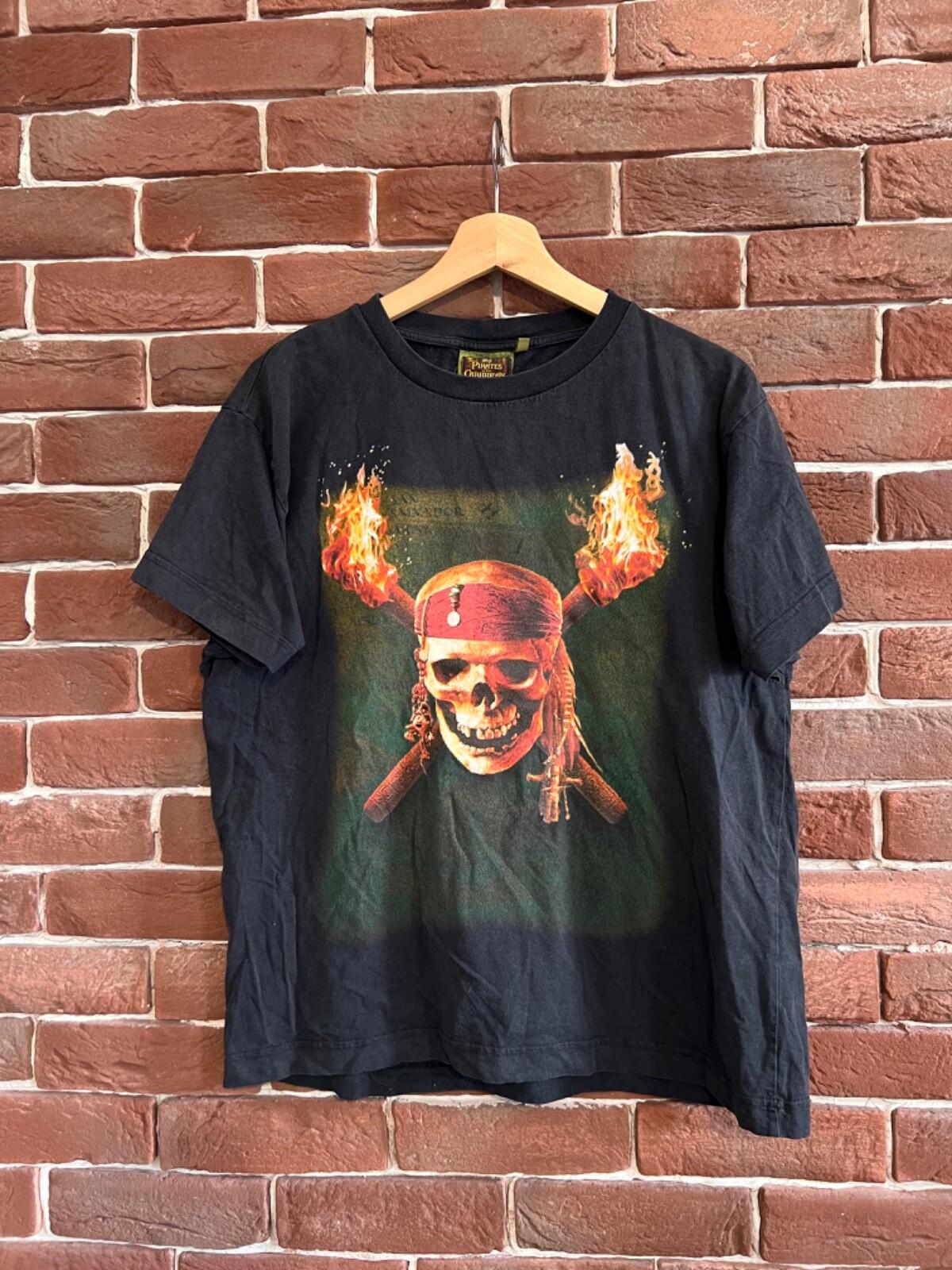 Vintage Y2K Pirates of the Caribbean Movie Tshirt 00s L black Unisex T-Shirt XXXXL