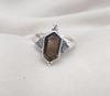 Smoky Quartz Sterling Silver Ring: Hexagon Gemstone, Boho Jewelry