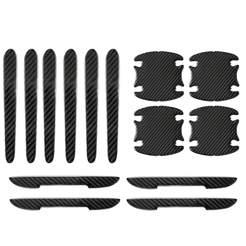 14PCS Carbon Fiber Car Door Bowl Handle Stickers Car Door Handle Bowl Scratch Protector Car  Anti-collision Protection Strip
