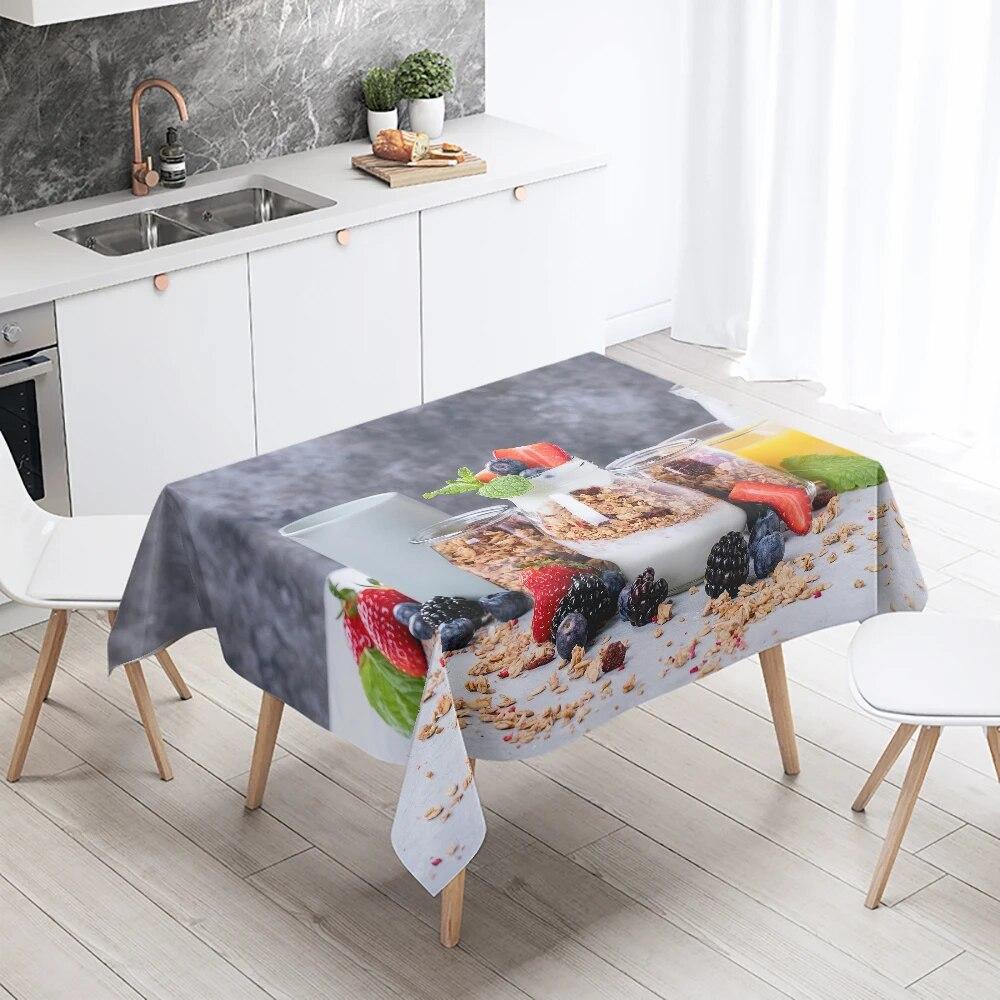 Gourmet Printed Tablecloth Restaurant Table Decoration Stain Resistant Waterproof Rectangular  Kitchen Home Decor