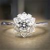 Fashion Female   Sterling Silver Flower Snowflake Round Zircon Crystal Rings for Women Promise Wedding Party