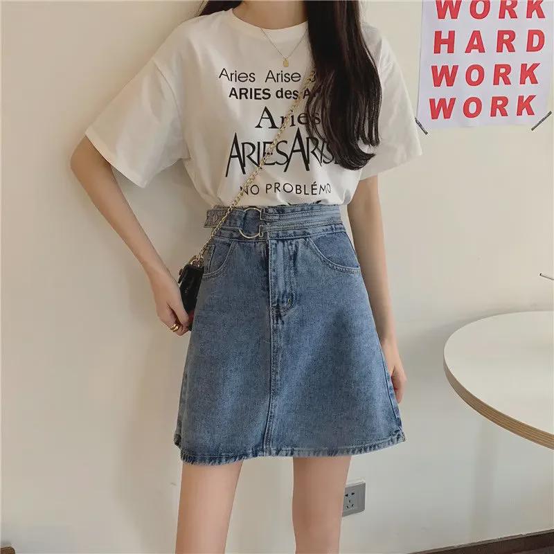 A-Linien Jeansrock mit hoher Taille - Sommer Koreanischer Stil für Studentinnen