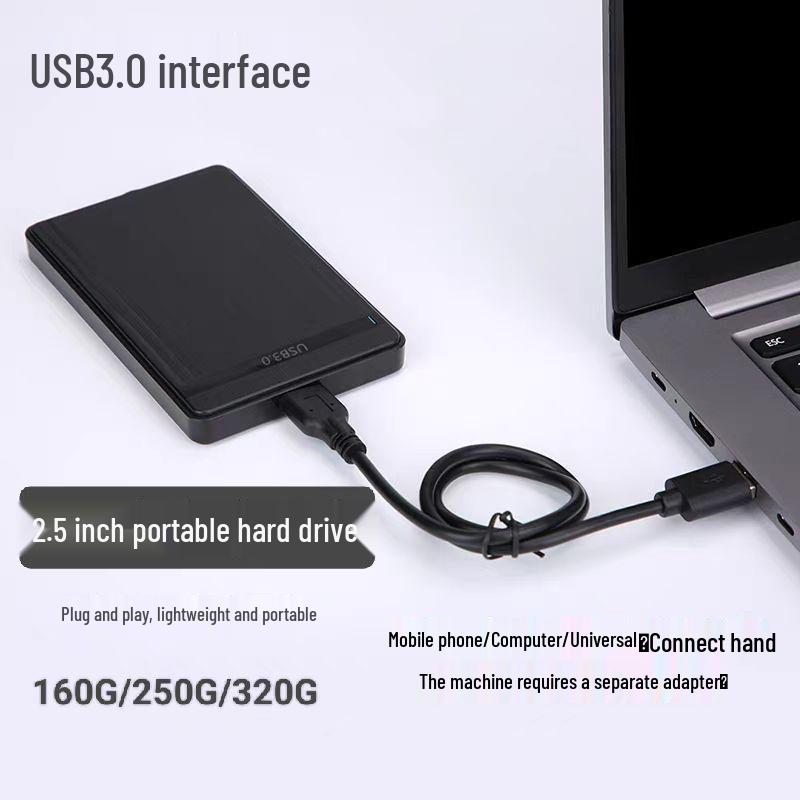 320GB Universelle 2,5-Zoll Externe Tragbare Festplatte - Hohe Kapazität USB 3.0 Speicher für Dateien und Spiele.