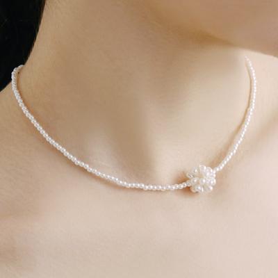 HAS HSU021 Floral Pearl Choker Necklace