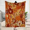 1pc Flannel Lightweight Small Throw Blanket with 2D Flat Printed Orange Floral Design, Durable and Suitable for All Seasons. Ideal for Sofa, Bed, Trav