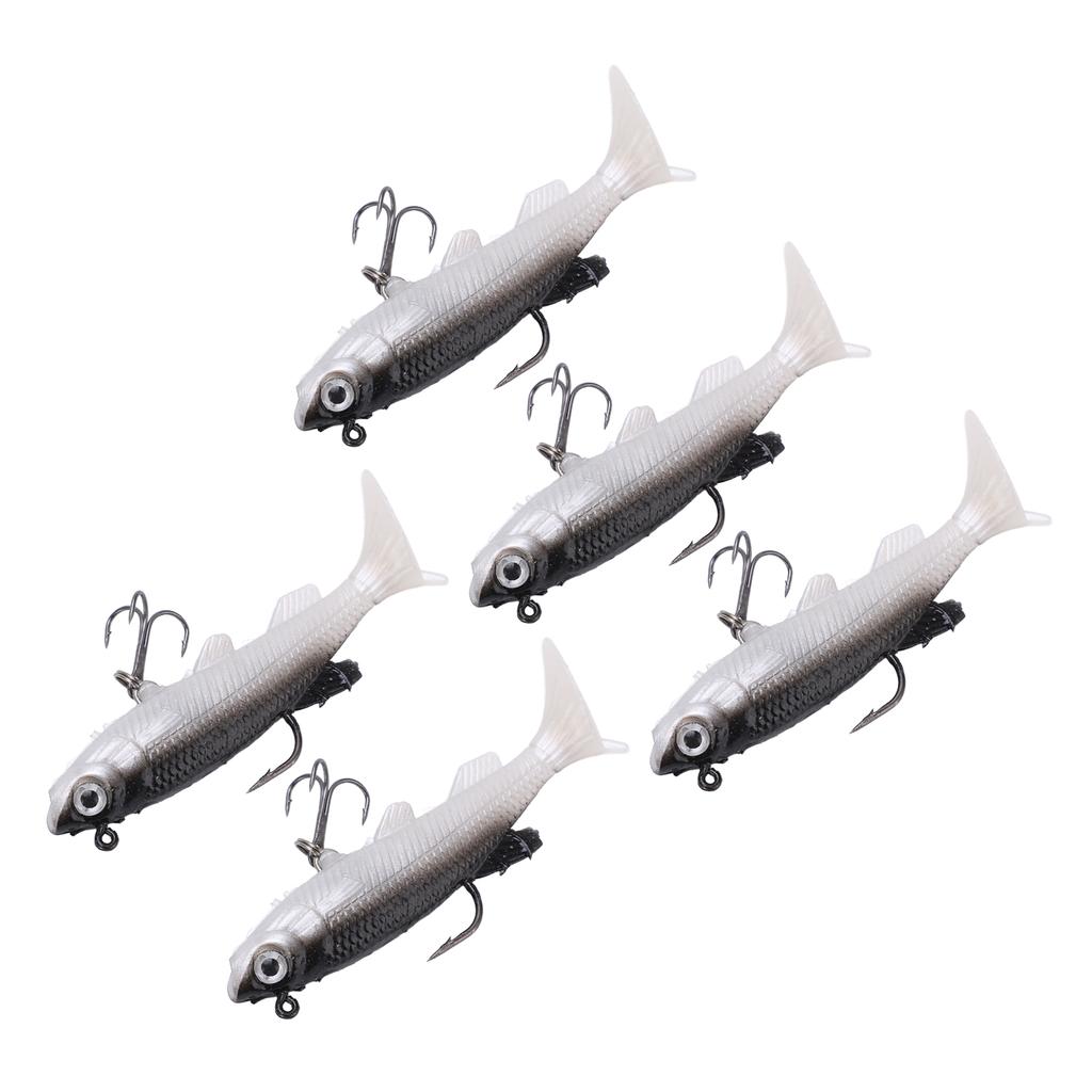 5pcs Soft Body Sinking Swimbait T Tail Soft PVC Bass Lure Trout Bait for Saltwater Freshwater
