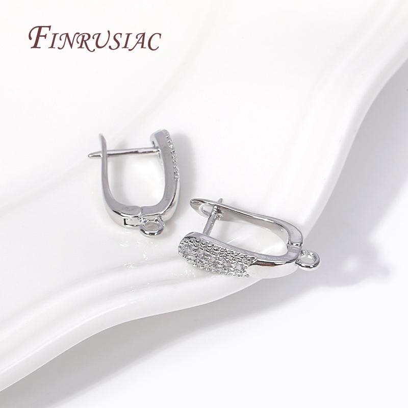 18k Gold Plated Inlaid Zircon U Shape Earring Clasp Fasteners Accessories DIY Handmade Tassel / Pearl Drop Earrings Findings