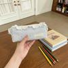 Lace Trim Pencil Case with Top Closure, Embroidered Heart Design for School Supplies, Desk Storage and Journaling
