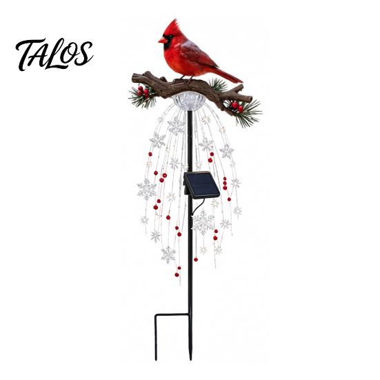 Easy Install Stake Lights Red Bird Solar Garden Light, Waterproof Landscape Lamp with Warm Glow, Ornaments for Lawn Flower Bed Outdoor Metal