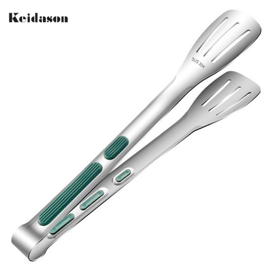 

Прочные полые нержавеющие щипцы для еды из нержавеющей стали с зажимом для барбекю для использования на открытом воздухе L серебряный